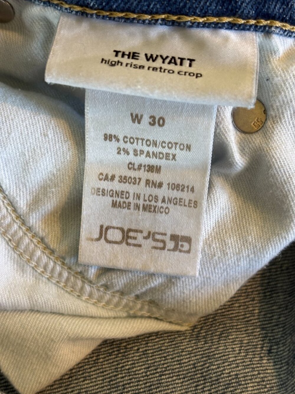 Joe's Jeans "The Wyatt" High Rise Retro Crop 30/10 Like New - Picture 5 of 6